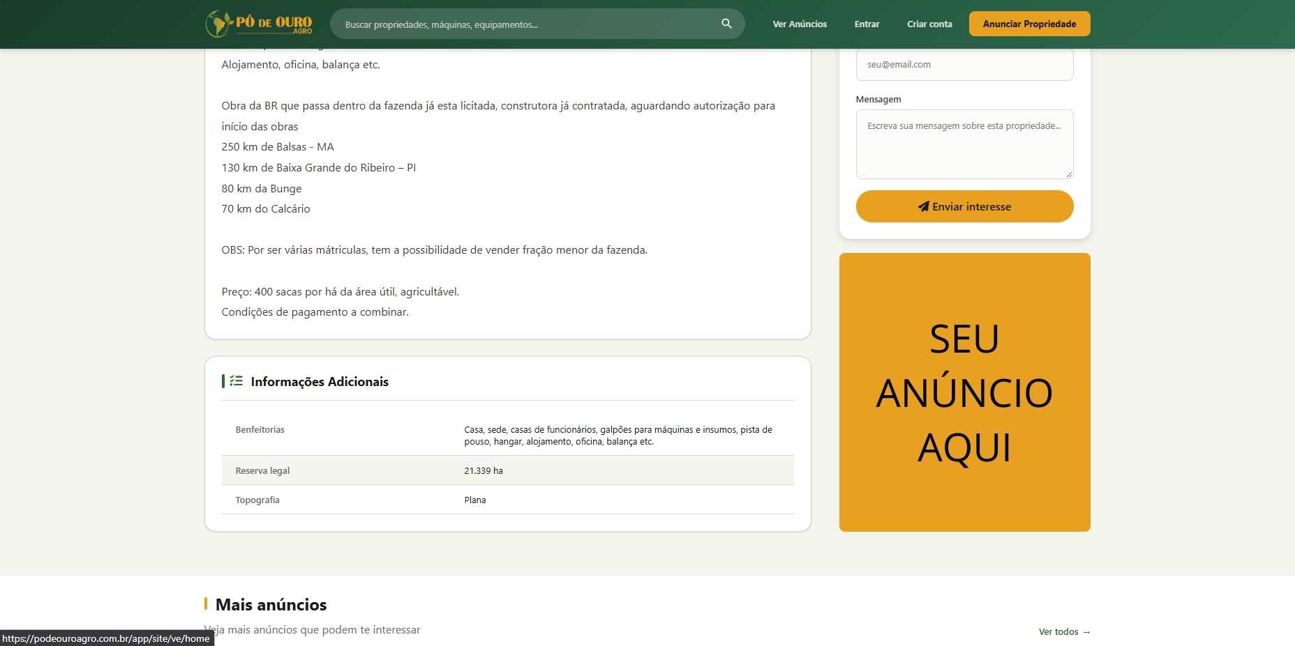Abaixo do Formulário de Interesse